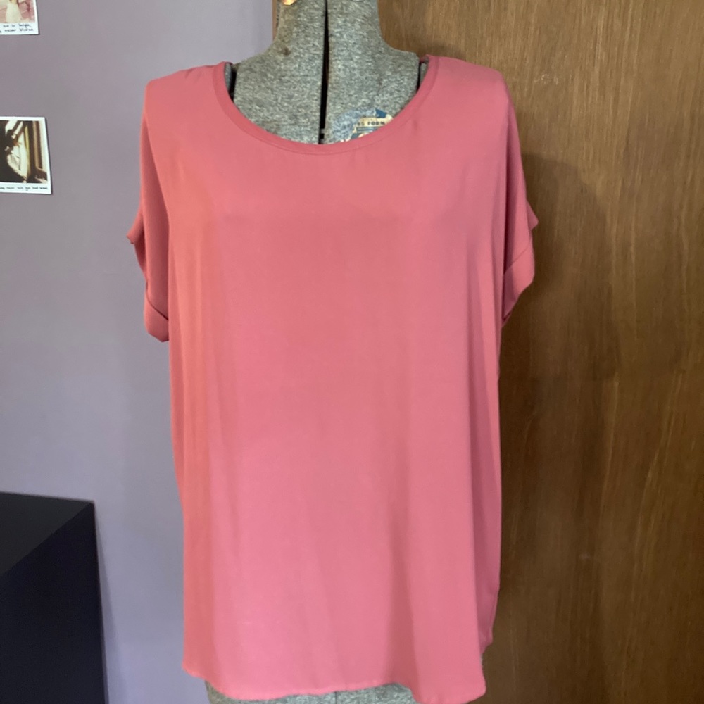 Pink poly chiffon dolman blouse